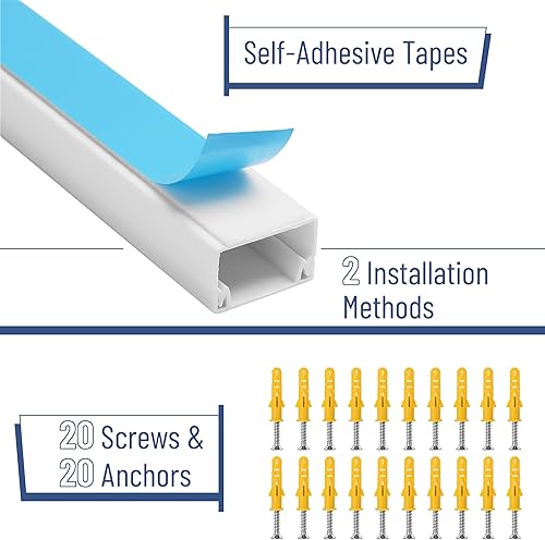 Miniatura 4 de Bates - Kit de canaleta de cable de 157 pulgadas, cubiertas de cable para cables en la pared, cubiertas de alambre para cables, pared oculta de
