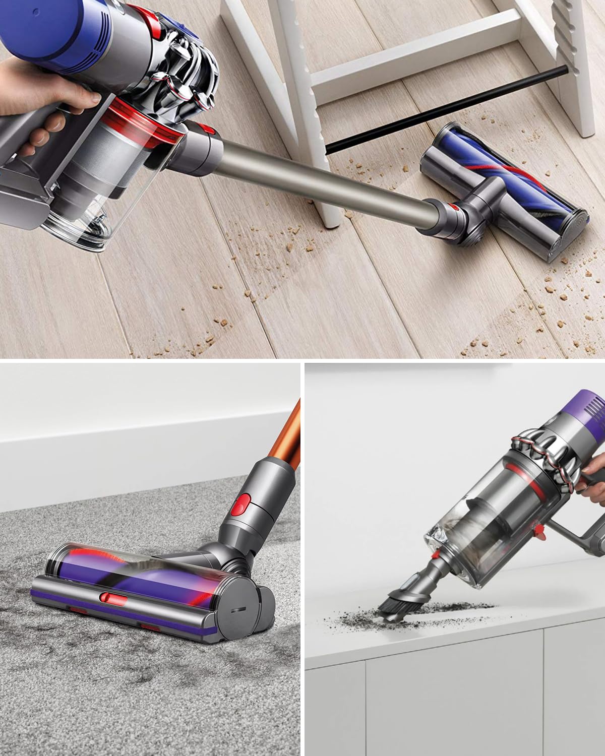 Waitley Batterie pour Dyson V6 6000mAh, sans Vis, 2 Filtres Lavables | Pour Dyson V6 DC58/DC59/DC61/DC62/SV03/SV09; batterie Li-ion 6000mAh à fixation par boucle avec 2 préfiltres