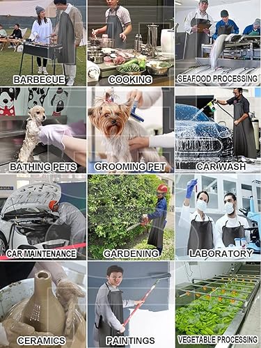 Miniatura 9 de Delantal de vinilo resistente a productos químicos, delantales de PVC unisex de talla grande para lavavajillas, peluquería de perros, jardinería,