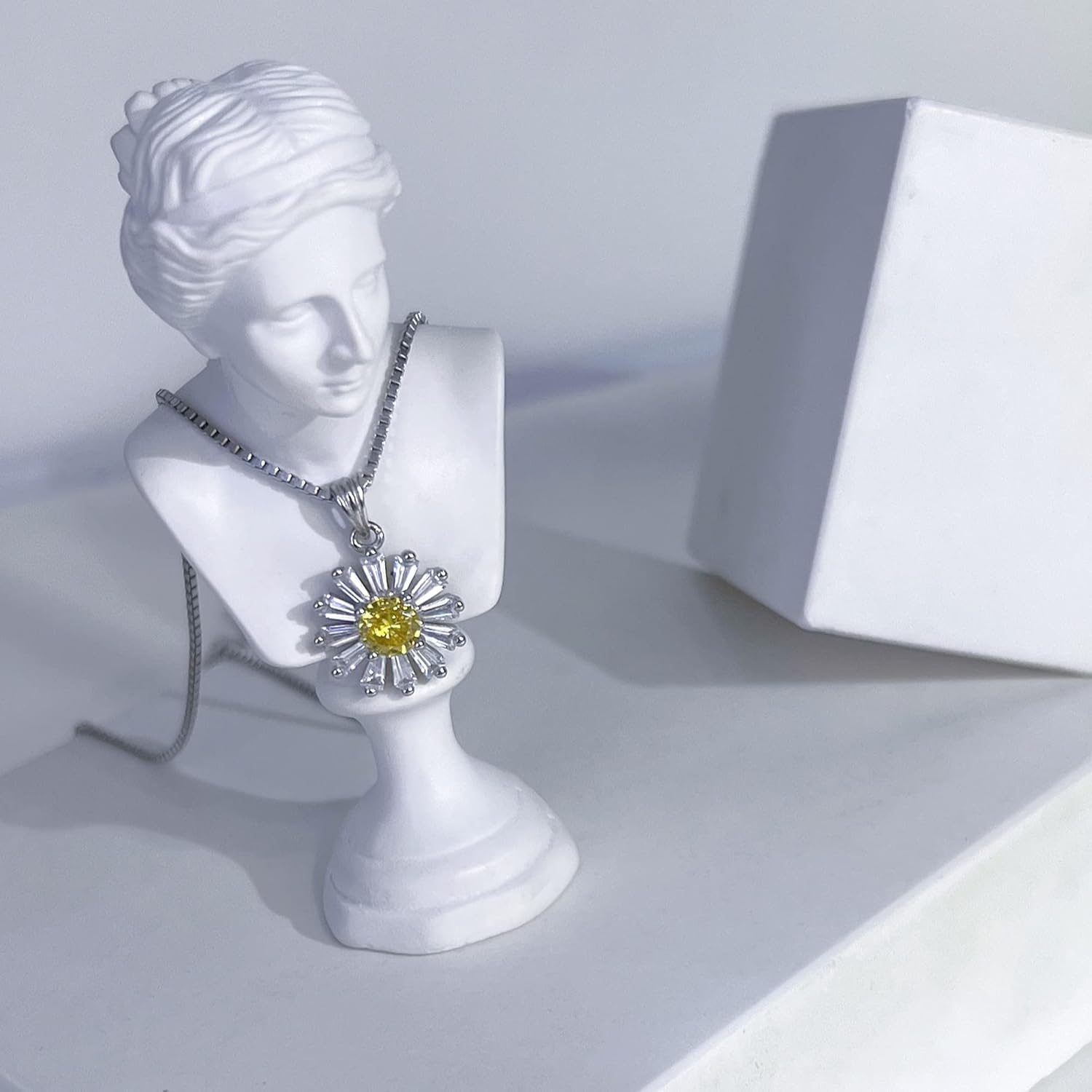 925 Sterling Silver Tiny Daisy Flower Pendant Necklace for Women, 1mm Box Chain - Image 6