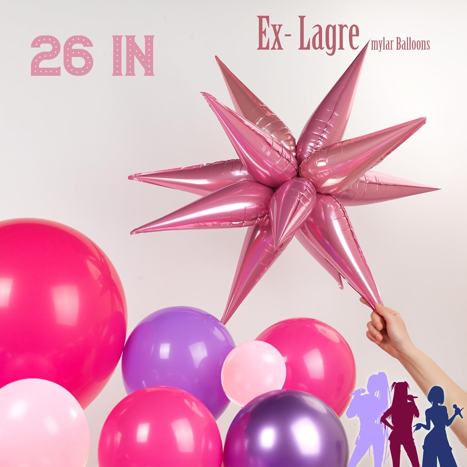 K-Pop Music themed Birthday Decorations with Hot Pink Metallic Purple Balloon Garland Arch Kit & Disco Notes Star foil Balloons & Banner for Girls fans Birthday Party grad Prom Decorations