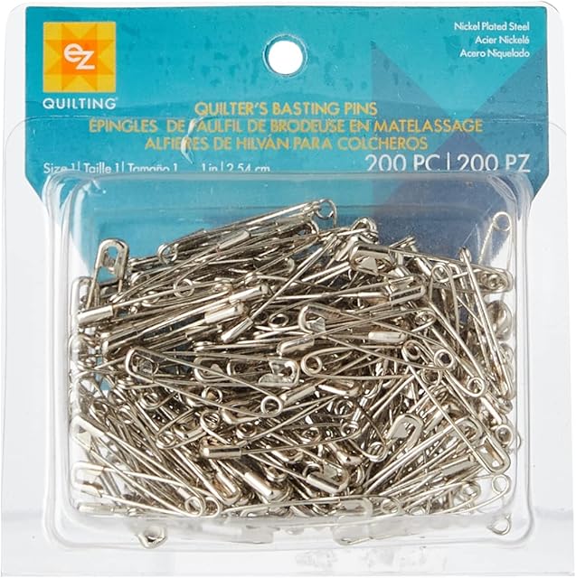 EZ Quilting Quilter's Basting Pins, 200 Pins, Silver