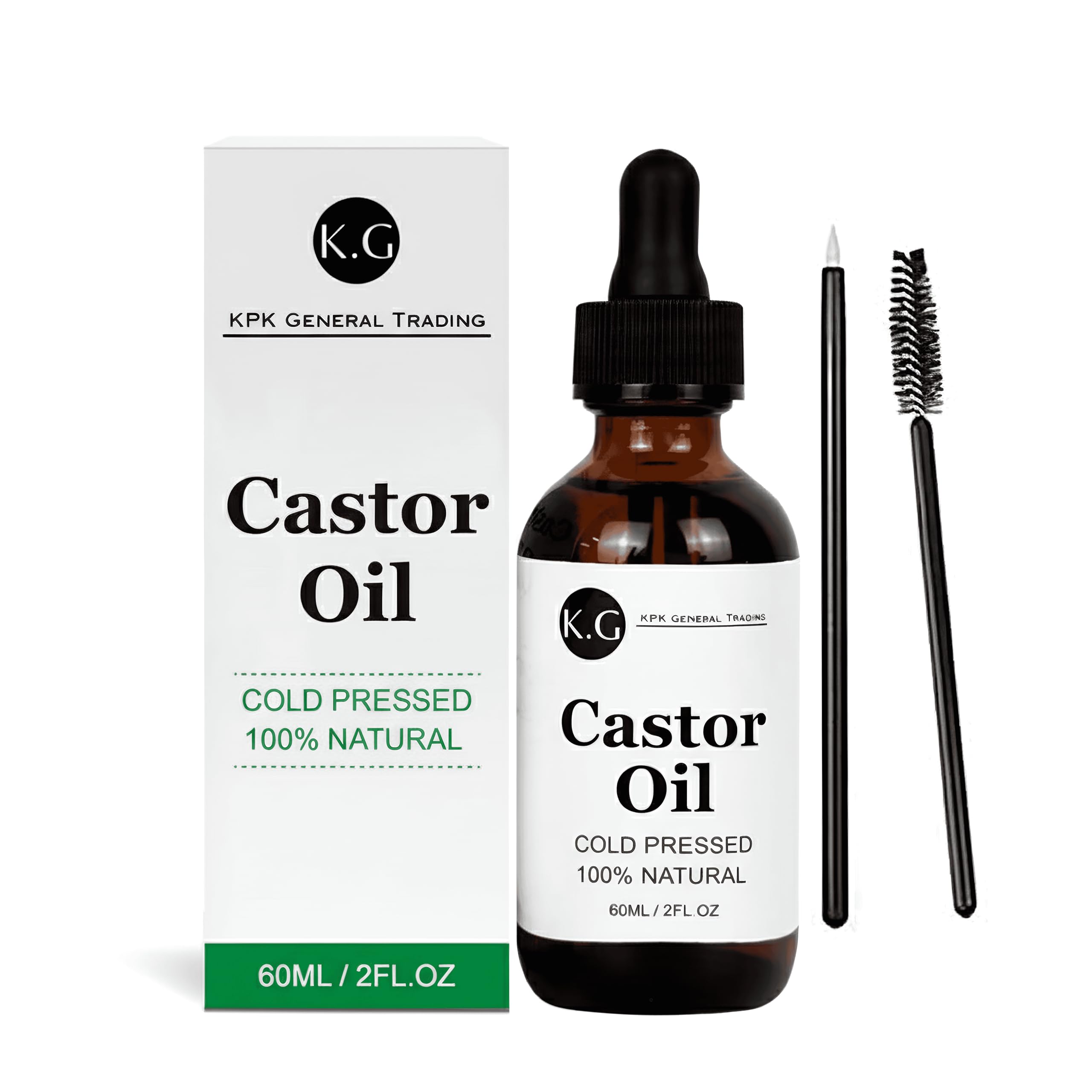 Castor Oil (2oz) USDA Certified Organic, 100% Pure, Cold Pressed, Hexane Free. Stimulate Growth for Eyelashes, Eyebrows, Hair. Lash Growth Serum. Brow Treatment. FREE Mascara Starter Kit