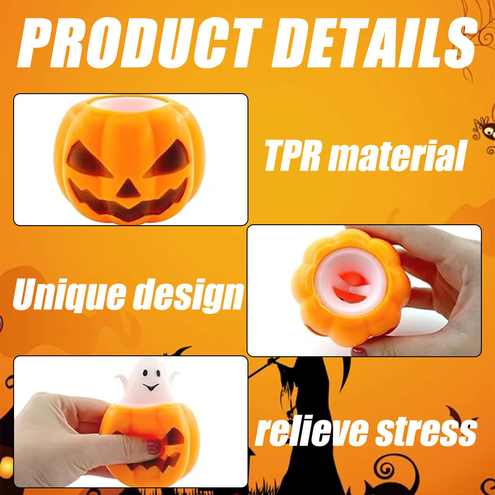 24 Stück Halloween Squishy Toys - Weiche Stressbälle Für Kinder