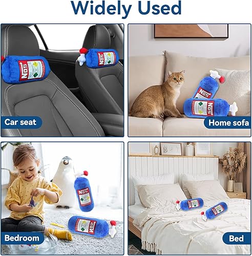 Miniatura 6 de NOS - 2 almohadas para el cuello del automóvil, diseño de botella de felpa para reposacabezas de automóvil, almohada de apoyo para asiento de