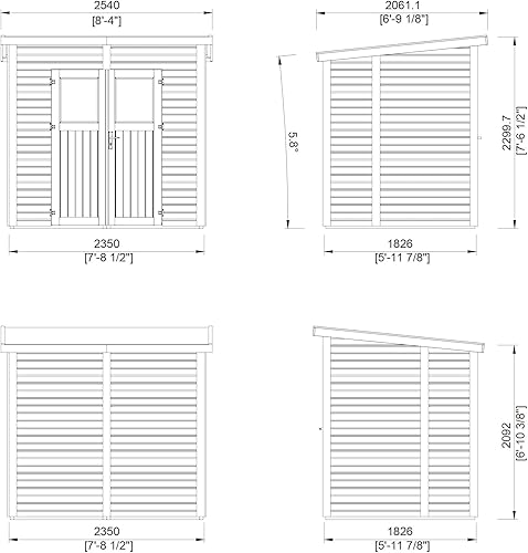 Miniatura 7 de Leisure Season Urbano - Kit de cobertizo inclinado a cobertizo  Moderno cobertizo de almacenamiento para exteriores resistente a la intemperie con