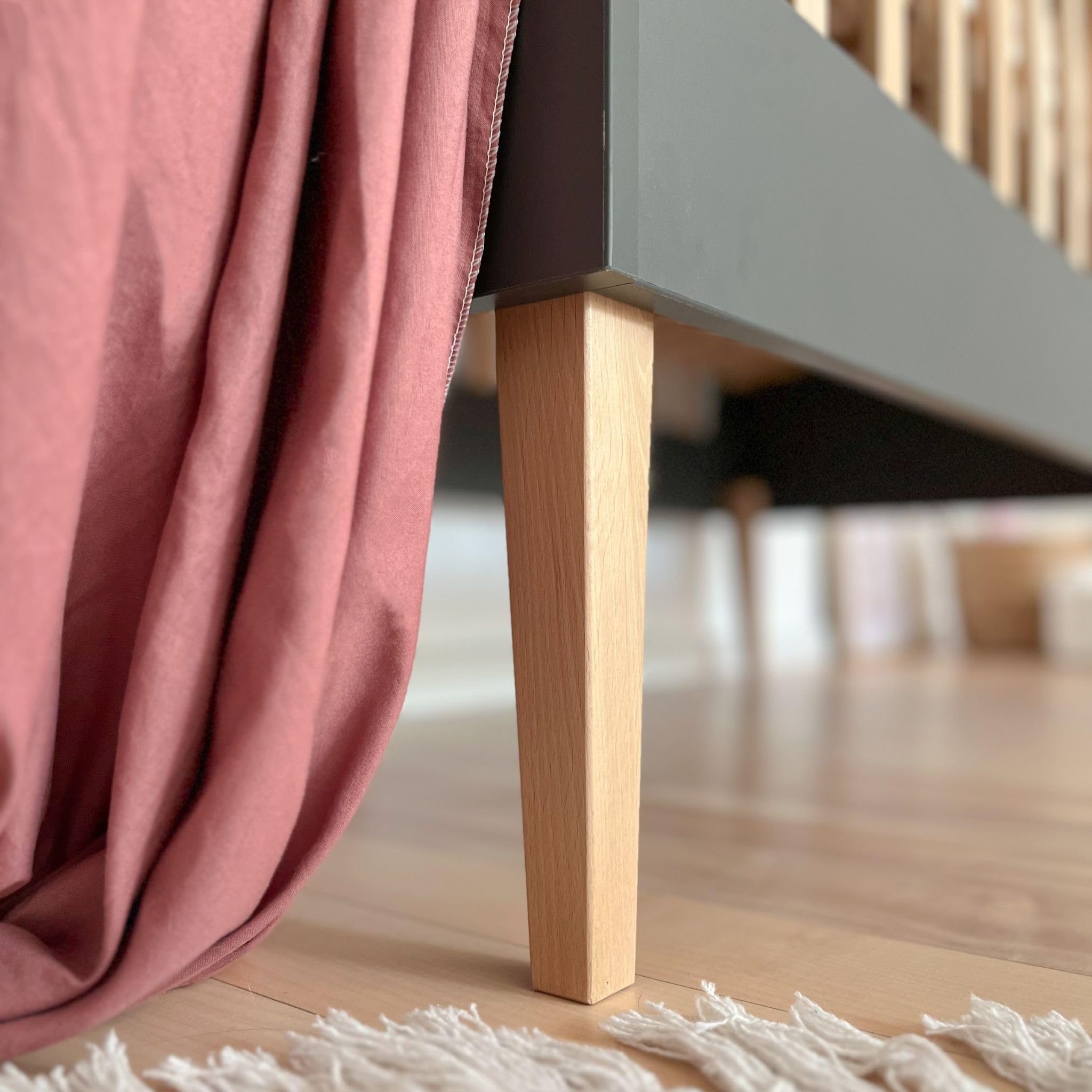 ATB Grau Babybett Ila 60x120 - Baby Bett Für Baby, Massivholz Bed 120x60 for Babys - Kinderbett Ab 3 Jahr - Graphit Crib 60 x 120 - Beyaz Bebek Yatagi - Komplett Beybi Cots Für Sleep