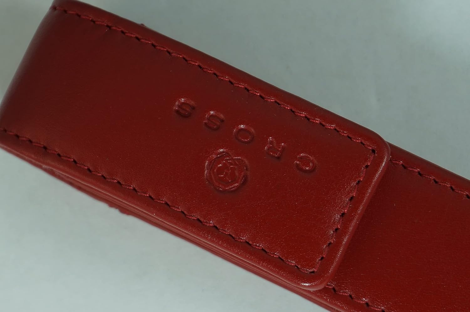 Cross Full Grain Red Leather with Matching Thread Color Combinations, Single Flip Top Pen Pouch with Secure snap, Can Accommodate Any Cross Pen