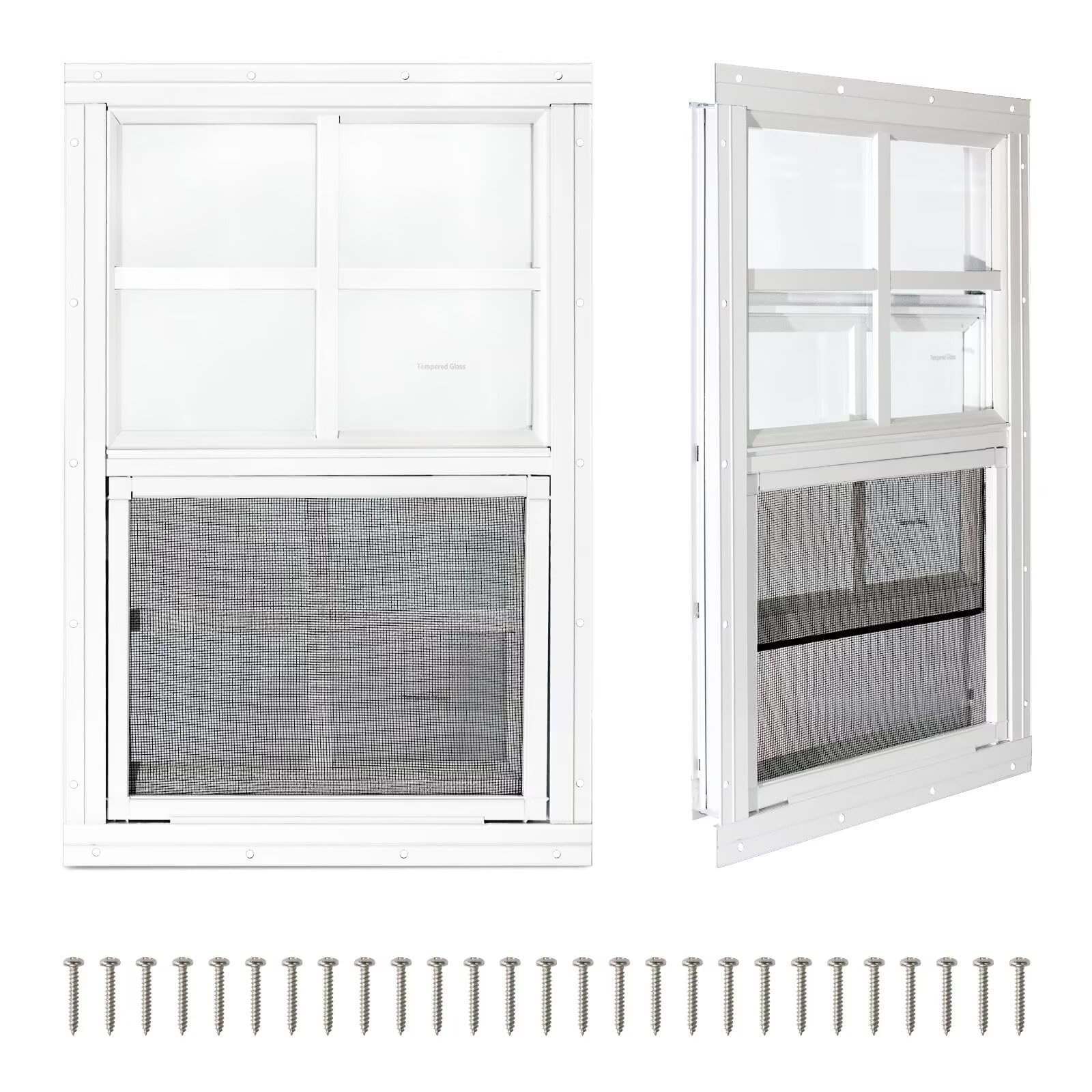 2 Pack White 24x36 Shed Windows