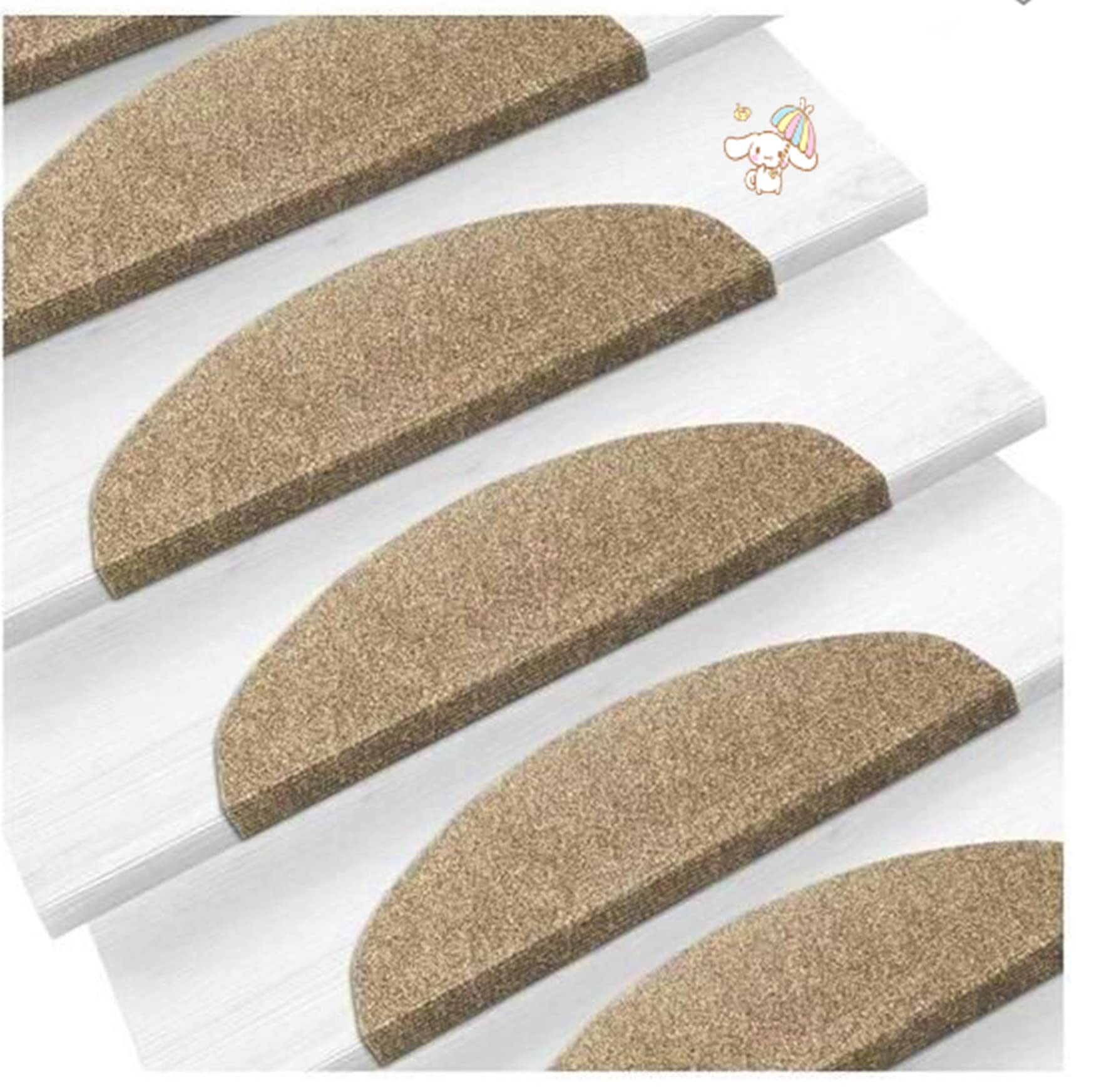 Autocollant - Tapis d'escalier pour intérieur,Lot de 15 Marchettes d'escalier Antidérapant Autocollante Moquette de marches Tapis de Protection d'escalier de Non-glissière,65*21*4cm(marron (15))