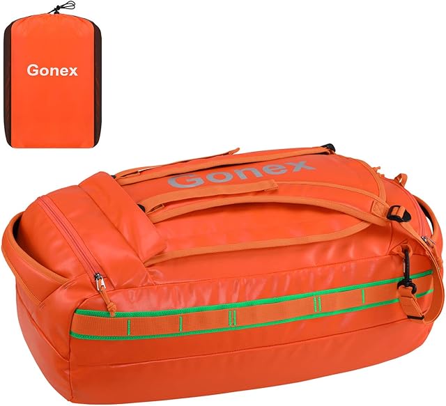 Gonex 60L Waterproof Duffle Holdall Bag Backpack Convertible Packable Travel Bag Duffel Bag for Hiking Camping Travelling Cycling for Men Women