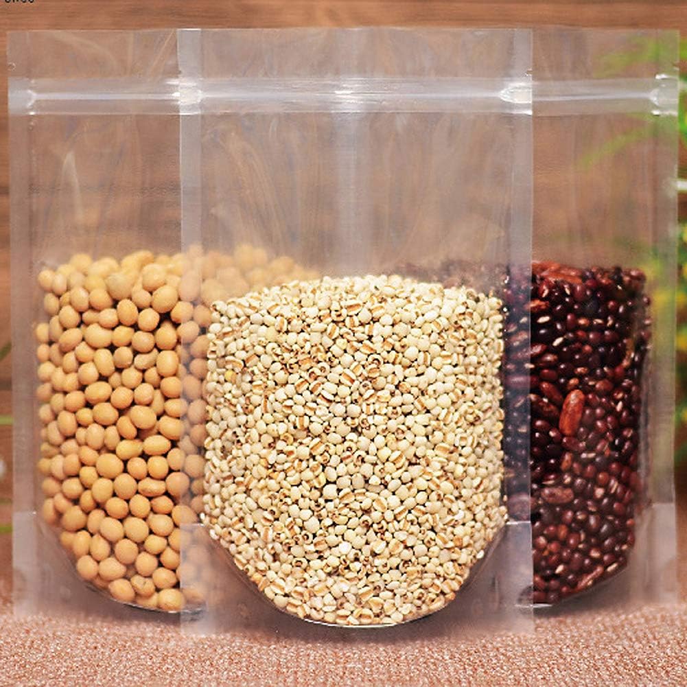SUNPRO Clear Zipper Stand Up Pouch Bag,100Pcs 4.3x7.0Heat Sealable Zip Lock Snack Food Tea Drinking Packing Pouches (4.3W x 7.0L, 100pcs)