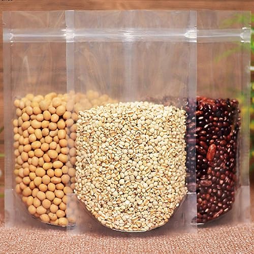 Miniatura 2 de Bolsa transparente de pie con cremallera, 100 bolsas de embalaje de 5.9 x 8.6 pulgadas sellables con cierre de cremallera para aperitivos, alimentos
