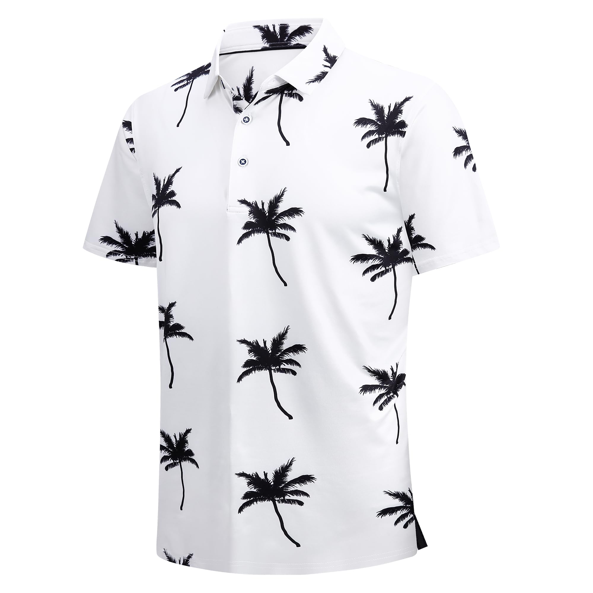 SAMERM Camisa de Golf de Manga Corta para Hombre, Estampado de Rendimiento, Absorbe la Humedad, Ajuste seco, Polo para Hombre, Polo de Coco Blanco, X-Large