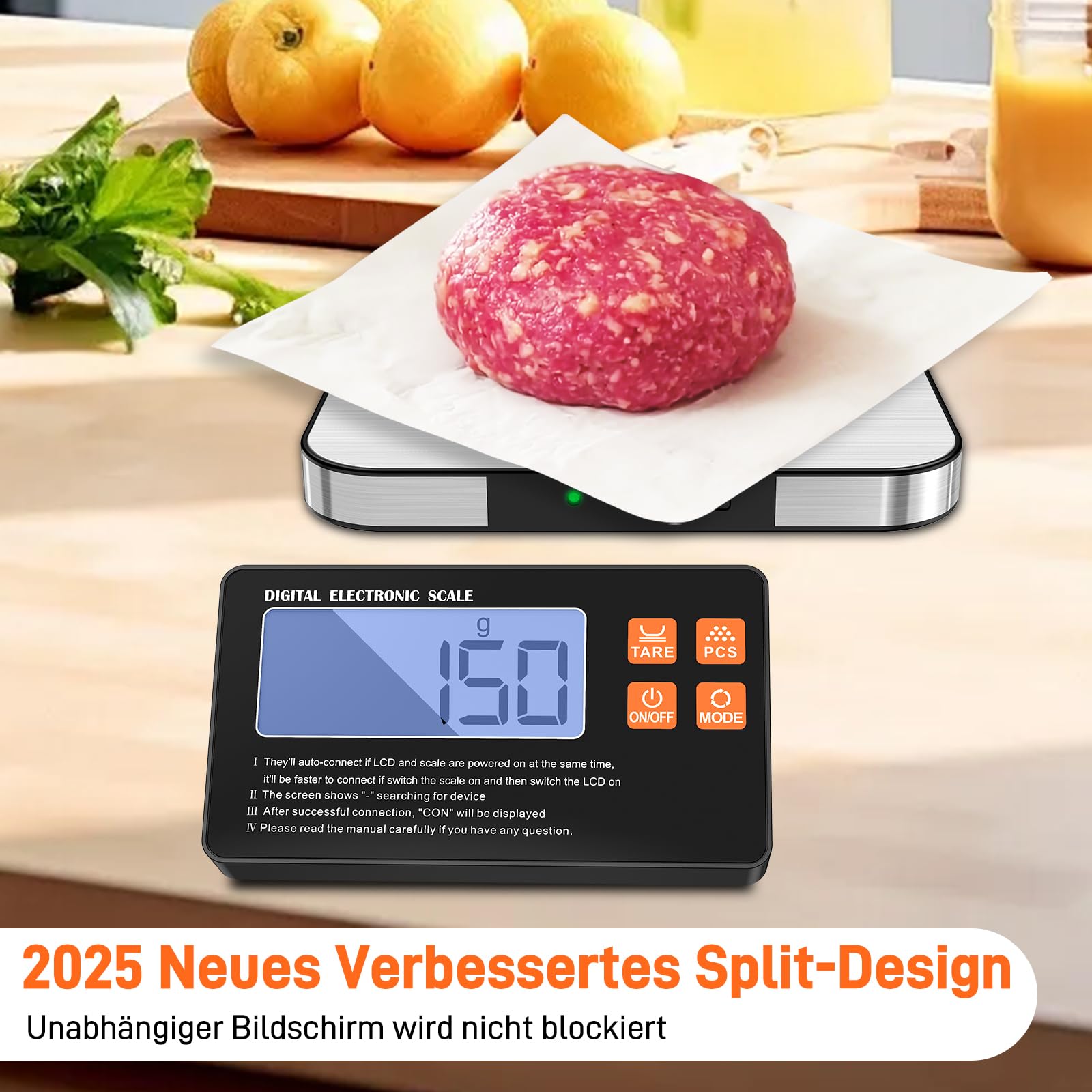 Diyife 15kg Keukenweegschaal Digitaal, Huishoudweegschaal met Waterdicht Transparant Glazen Paneel, Aanraakgevoelig & Type-C Opladen, voor Maaltijdvoorbereiding, Bakken en Koken, Inclusief Batterijen