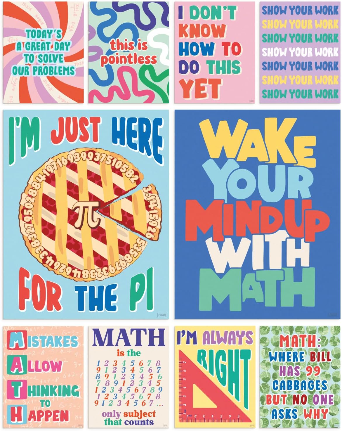 S&O Math Posters for Elementary School - Arithmetic Classroom Displays - Learning Space Prints for Mathematics - Number Charts for Middle Institute - Study Section Decor - Inspirational Notices - 10PC