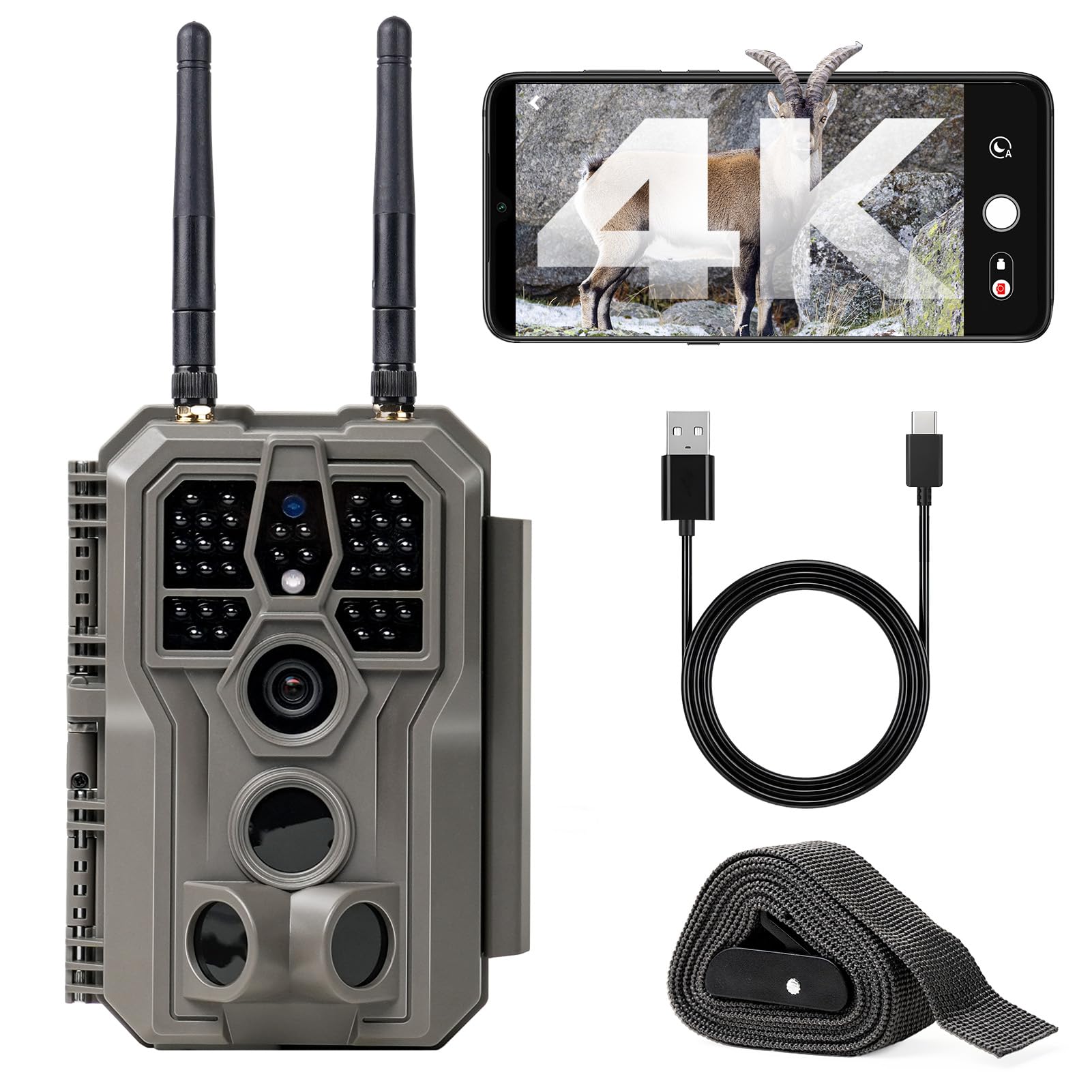 GardePro E8 2.0 4K Camera de Chasse WiFi, Portée WiFi de 50 Mètres