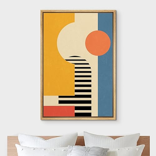 Miniatura 3 de IDEA4WALL Lienzo enmarcado para pared, paisaje geométrico vibrante de polígono de neón, formas abstractas, ilustraciones, arte moderno, bohemio