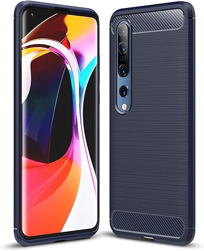 Funda compatible con Xiaomi Mi 10, compatible con Xiaomi Mi 10 Pro, diseño de textura de fibra de carbono, funda de absorción de golpes antiarañazos