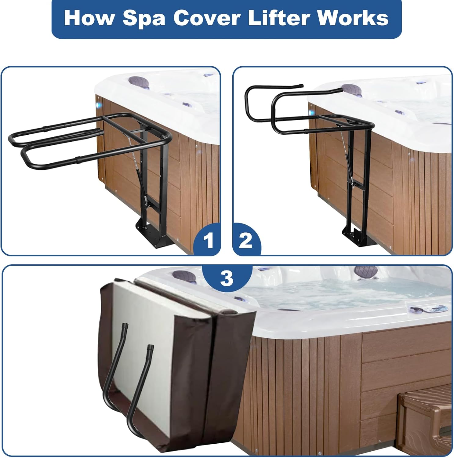 Hot Tub Cover Lifter, Spa Cover Lift, Hot Tub Cover Lift, Height Adjustable Hot Tub Cover Lift Removal System, Fits Most Spa Hot Tubs in Height 30-42 Inch