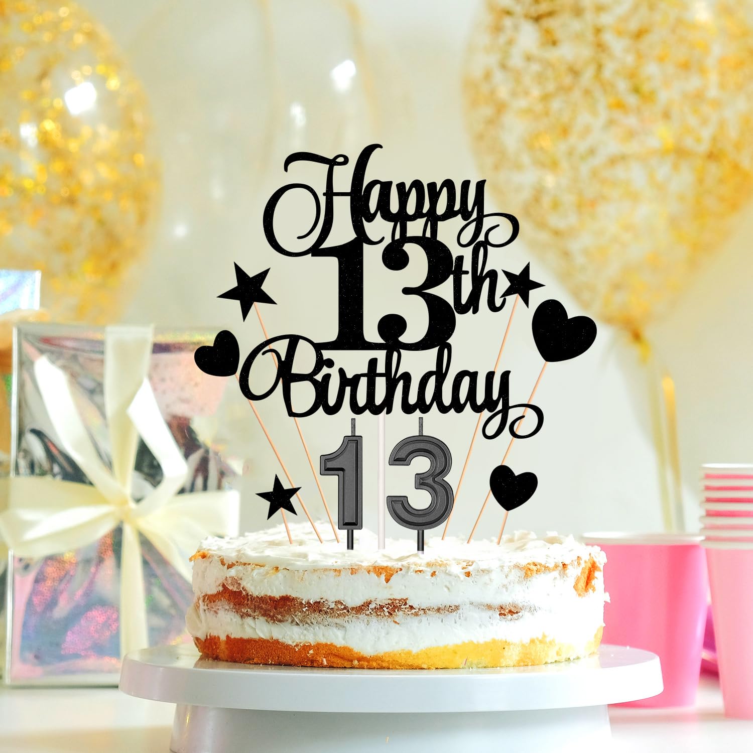 13th & 31stEGSC Birthday Candles, Black Number 13 31 Glitter Candle For Cake, Happy Birthday Cake Topper Decoration For Him Her Birthday Anniversary Wedding Celebrat