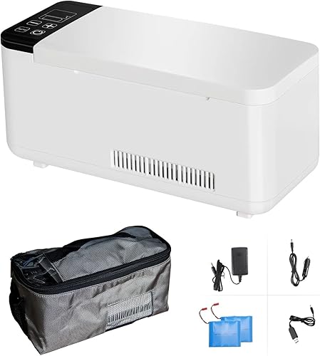 Enfriador de insulina caja refrigerada, mini refrigerador de medicamentos de 35.6-46.4 F, enfriador de insulina de largo tiempo de trabajo durante
