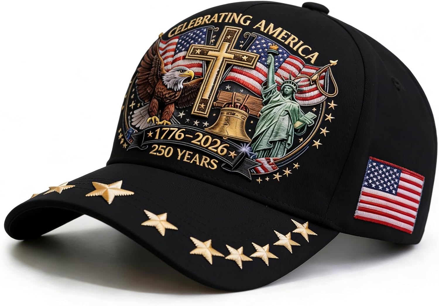 250 Anniversary USA Hat,Eagle Liberty Cross Printed Pattern,America 250th Merchandise,Adjustable Baseball Cap for Men Women - Image 2