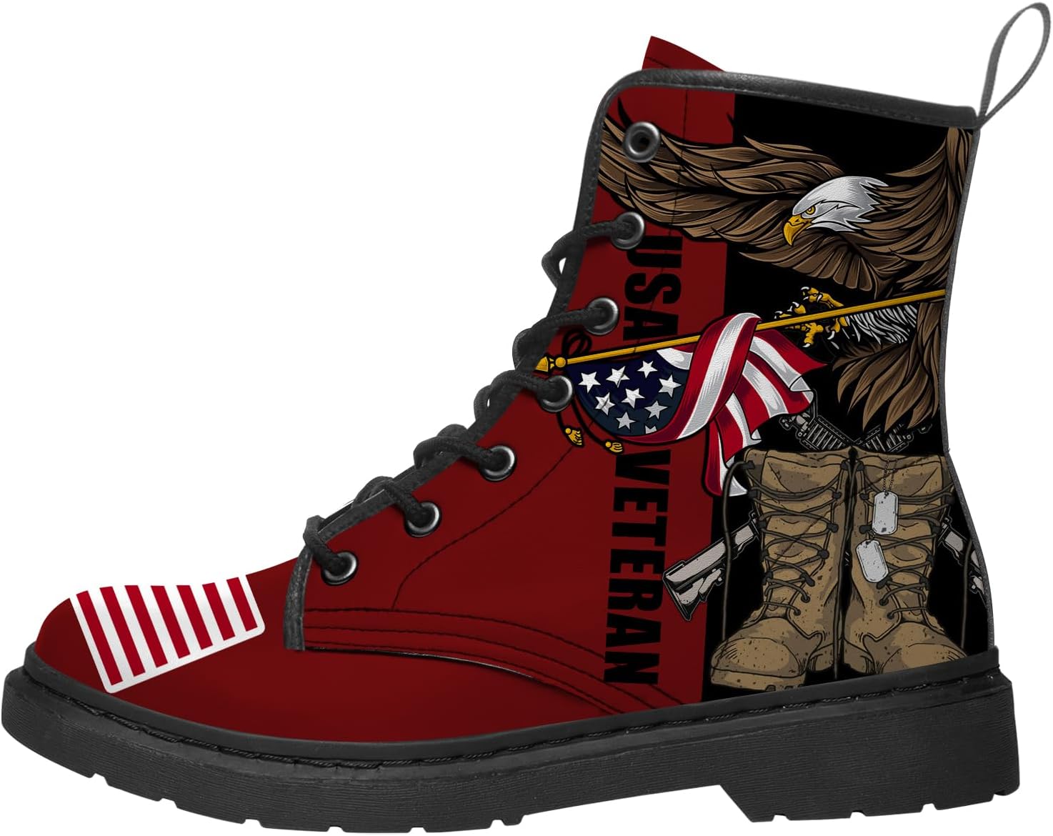 Veteran Boots Mens Womens Combat Boots Casual Lace-up PU Leather Work Boot Gifts for Him Her