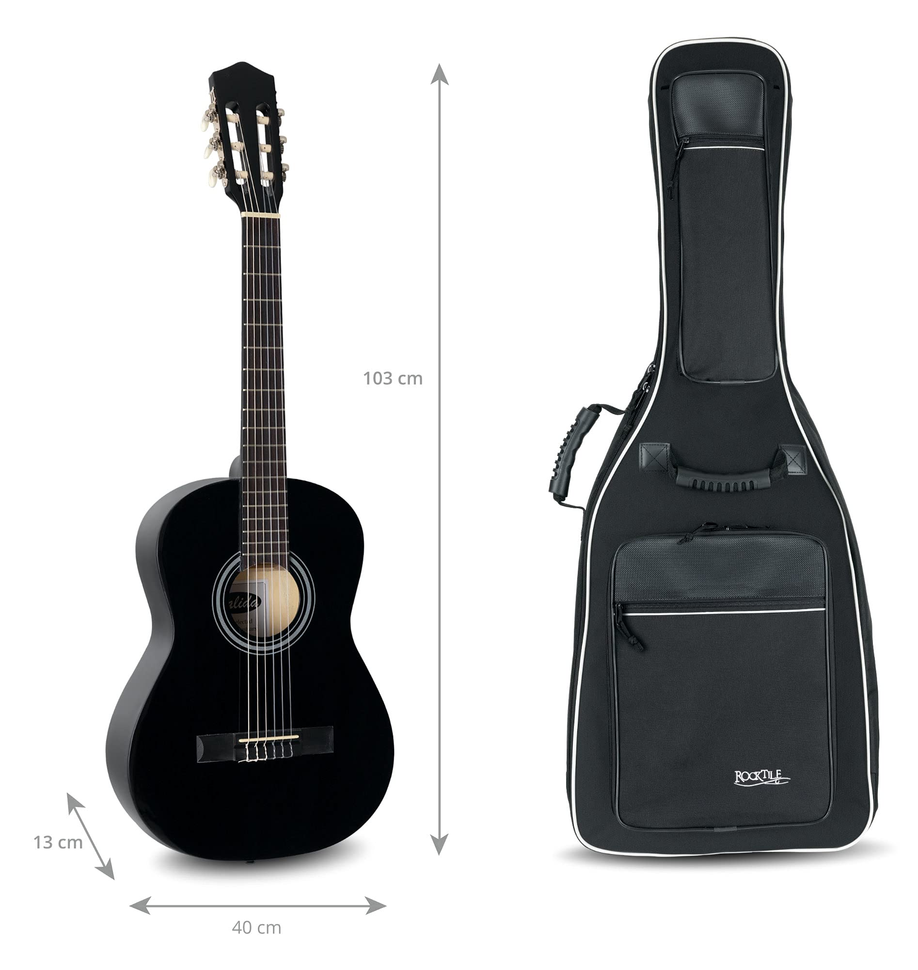 ROCKTILE Deluxe Custodia semirigida versione lusso per chitarra con tracolle – colore nero