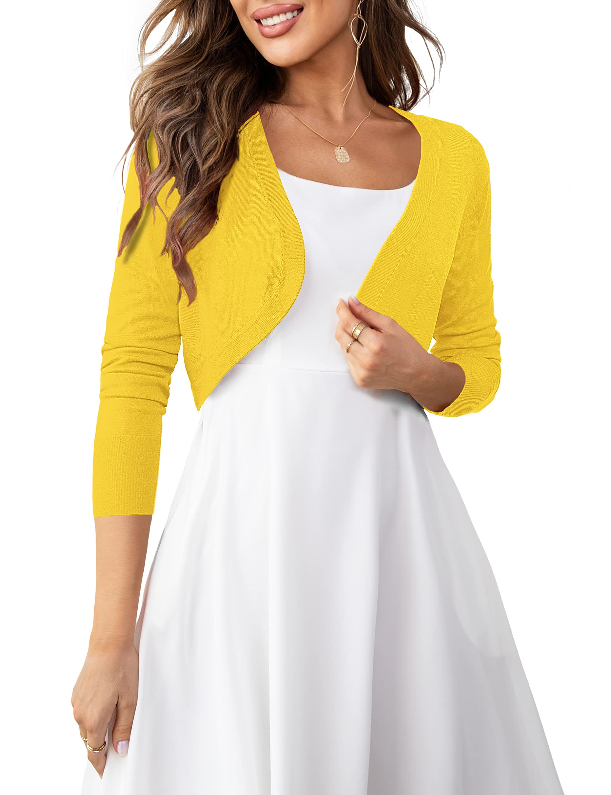 U.Vomade Women's Cropped Cardigan Bolero Shrug Open Front Sweater Long Sleeve S-XL