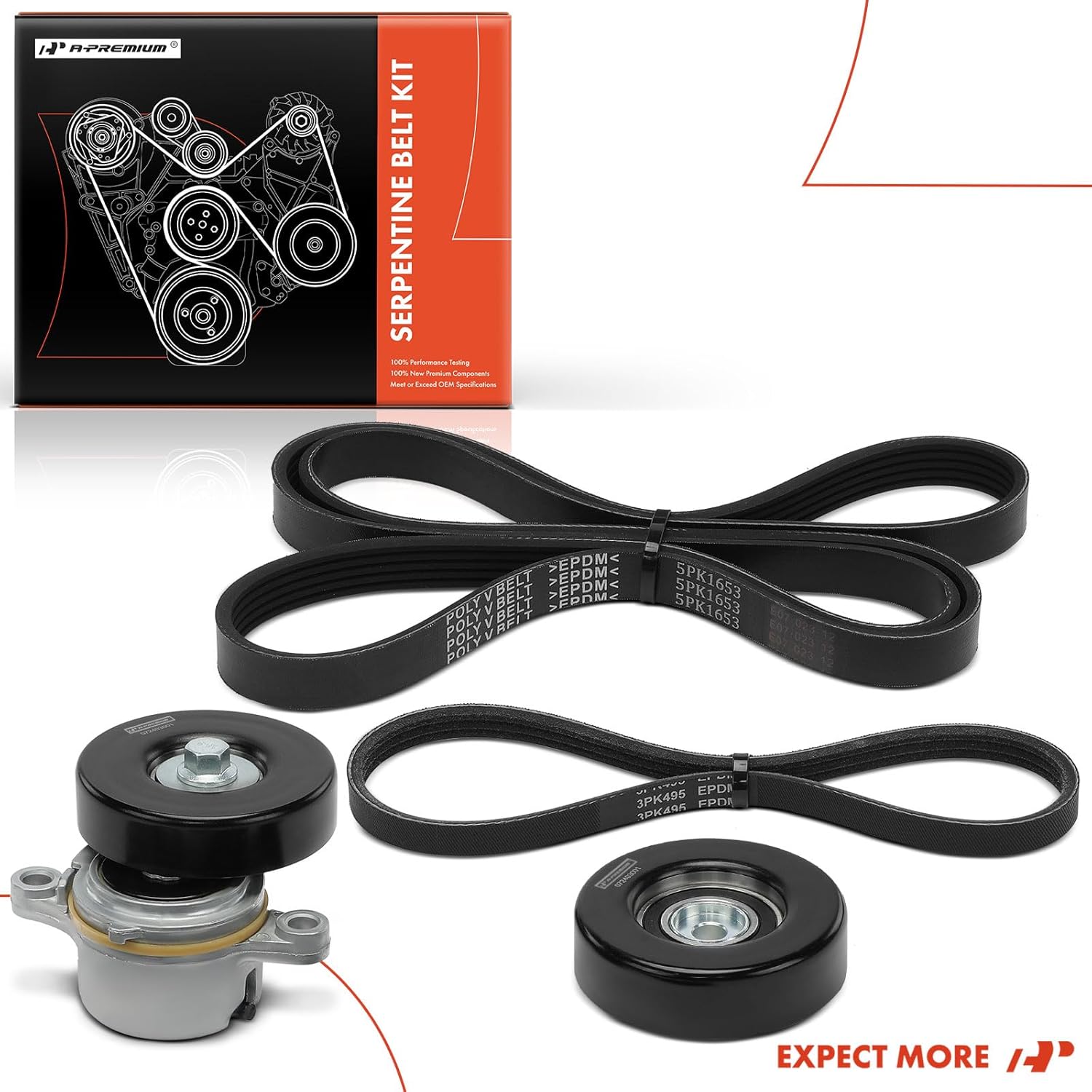 A-Premium Engine Serpentine Belt Drive Kit Compatible with Suzuki & Chevrolet Cars - Vitara 1999-2003, Sidekick 1998, Tracker 1999-2003 - 1.8L 2.0L