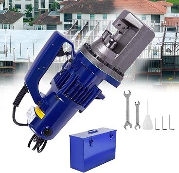 Electric Hydraulic Rebar Cutter, Portable Rebar Cutter, Cutting up to 4-20mm Rebar, Cutting Speed 3S 1250W Blue