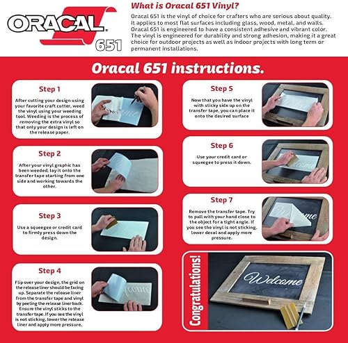 Miniatura 3 de Oracal 651 - Paquete popular vinilo adhesivo para manualidades para Cricut, Cameo, cortadores, impresoras y calcomanías