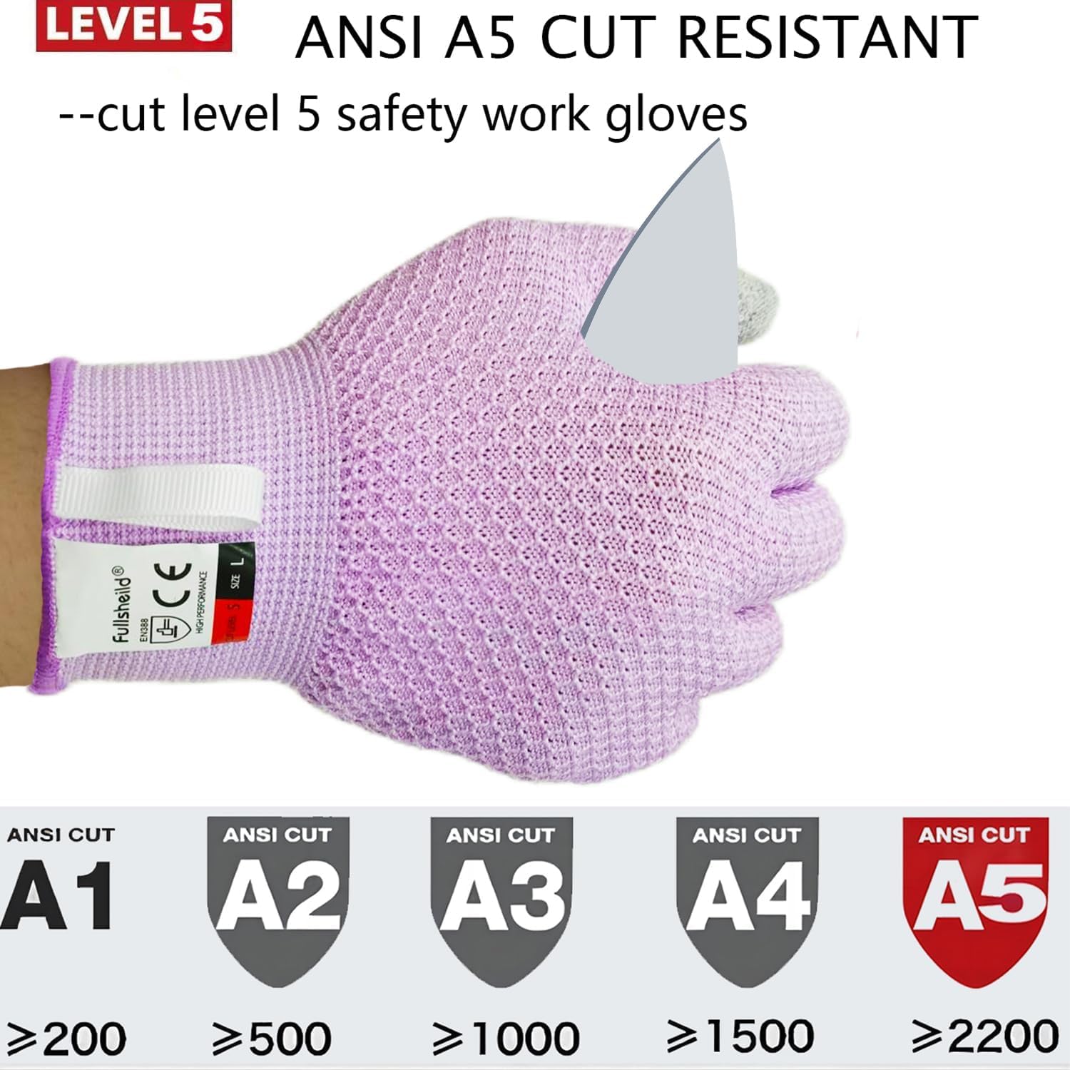 Fullsheild Cut Resistant Gloves Food Grade Level 5 Protection for Kitchen Anti Cut Gloves for Meat Cutting Woodworking - Image 2