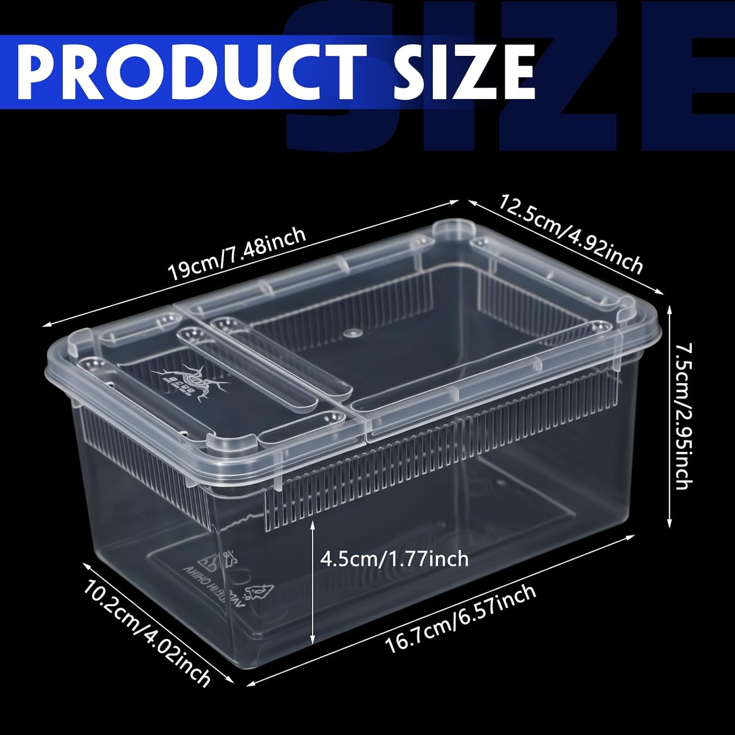Irenare 8 Pcs Reptile Breeding Box Plastic Spider Terrarium Tarantula Feeding Box for Bearded Dragon Lizard Spider Gecko Scorpion(Vent Strips,Clear,7.48 x 4.92 x 2.95 Inch)