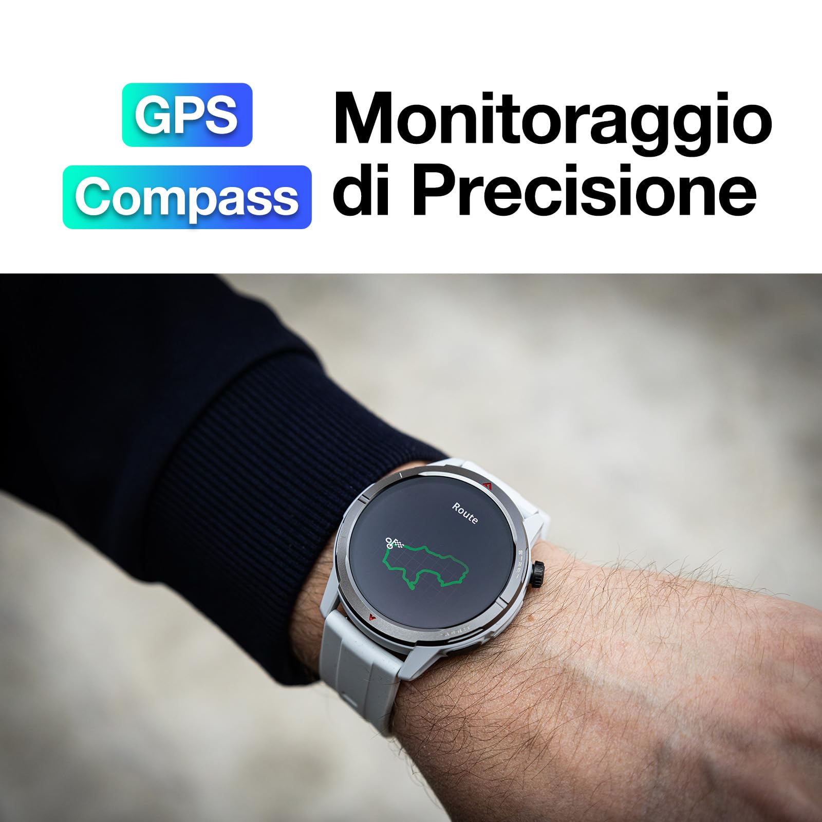AGM Legion Smartwatch Uomo Donna, Orologio Intelligente Fitness con GPS/Chiamate Bluetooth, Impermeabile 5 ATM/Display AMOLED 1,43"/Monitoraggio Salute/100+ Modalità Sportive/300 mAh Batteria/Grigio