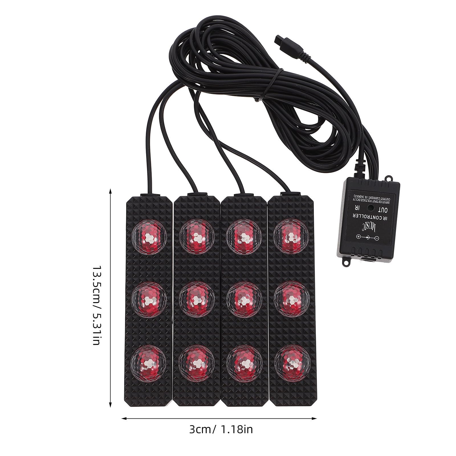 COLLBATH Luces LED Interiores para Coche Conexión USB y Material PVC Negro, Iluminación Ambiental para Decoración y Modificación del Interior del Automóvil