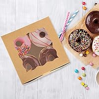 Vista 6 de 60 cajas de panadería con ventana, 6 x 6 x 3 pulgadas, cajas de galletas Kraft para pastelería (marrón)