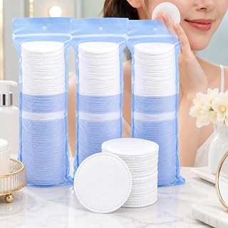 300 Count Facial Pads, Soft Round Makeup Remover Pads for Toner, Cleansing and Skin Care, Low-Lint Layered Design