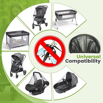 Orzbow 3 Pack Mosquito Net for Stroller | Universal Baby Mosquito Net for Strollers, Car Seats, Bassinets, Cradles, Playards, Pack N Plays and Mini Cribs, Baby Summer Travel Essentials, Black