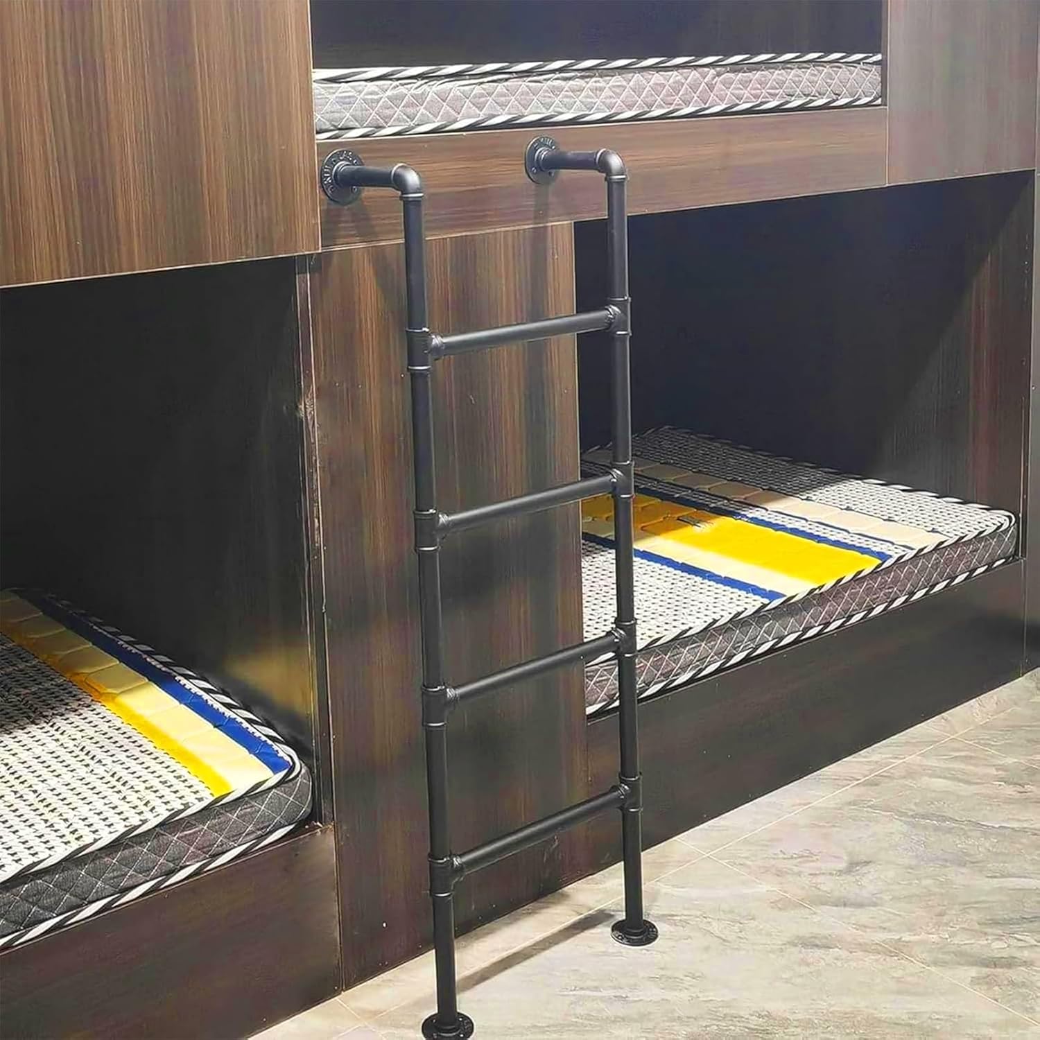 Wall Mounted Metal Step Ladder for Home Loft, Tall Bed Safety Side Climb Ladder Black Wrought Iron Heavy Duty Bunk Bed Ladder - Multi-Purpose Loft Ladder(120cm/47in)