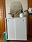 SoBuy Schoenenbank met Opbergruimte, Schoenenkast met Deuren, Planken, Kussen en Lade, Schoenencommode voor Inkomhal, Woonkamer, Schoenenrek, Naturel Wit, 100 x 35 x 60 cm, FSR128-W