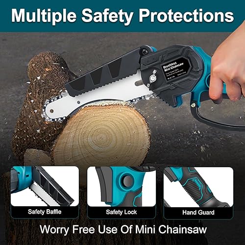 Miniatura 4 de Mini motosierra para batería M-akita de 18 V, motosierra eléctrica de 600 W sin escobillas de 6 pulgadas, motosierra de mano para tijeras de jardín
