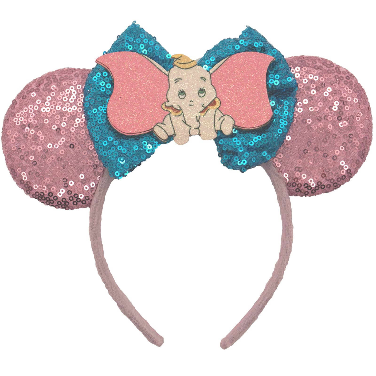 ZHENNAN Mouse Ears Headbands for Women, Glitter Elephant Bows Ears Headbands, Elephant Costume Cartoon Themed Events Birthday Party Decorations Hair