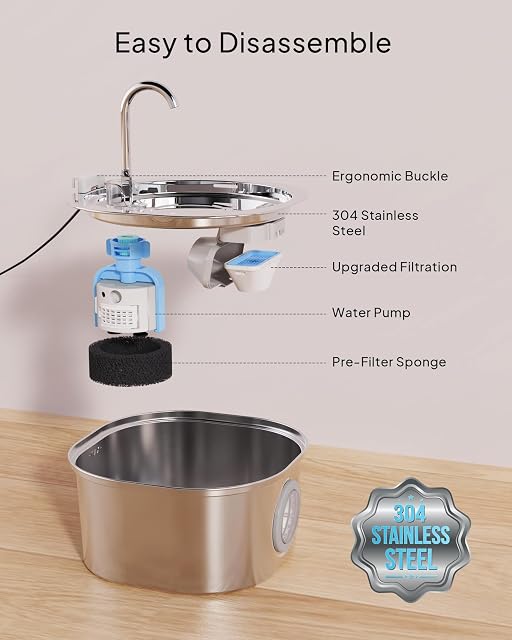 Foto 6 de 8 de PEKTACO Fuente de agua para gatos de 3,2 l con ventana de visualización