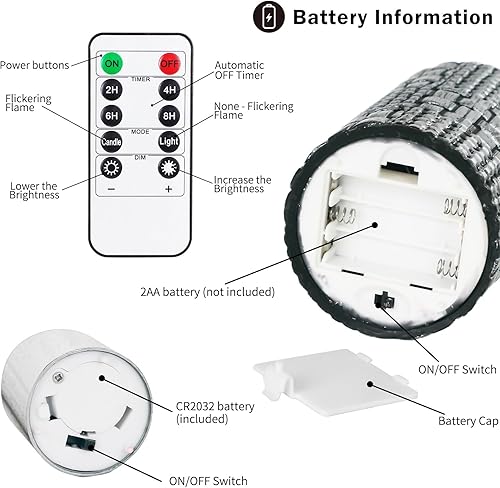 Miniatura 10 de Yinuo Candle Velas LED sin llama parpadeantes, funcionan con pilas con temporizador remoto, velas de efecto de vidrio, luz de llama móvil de color