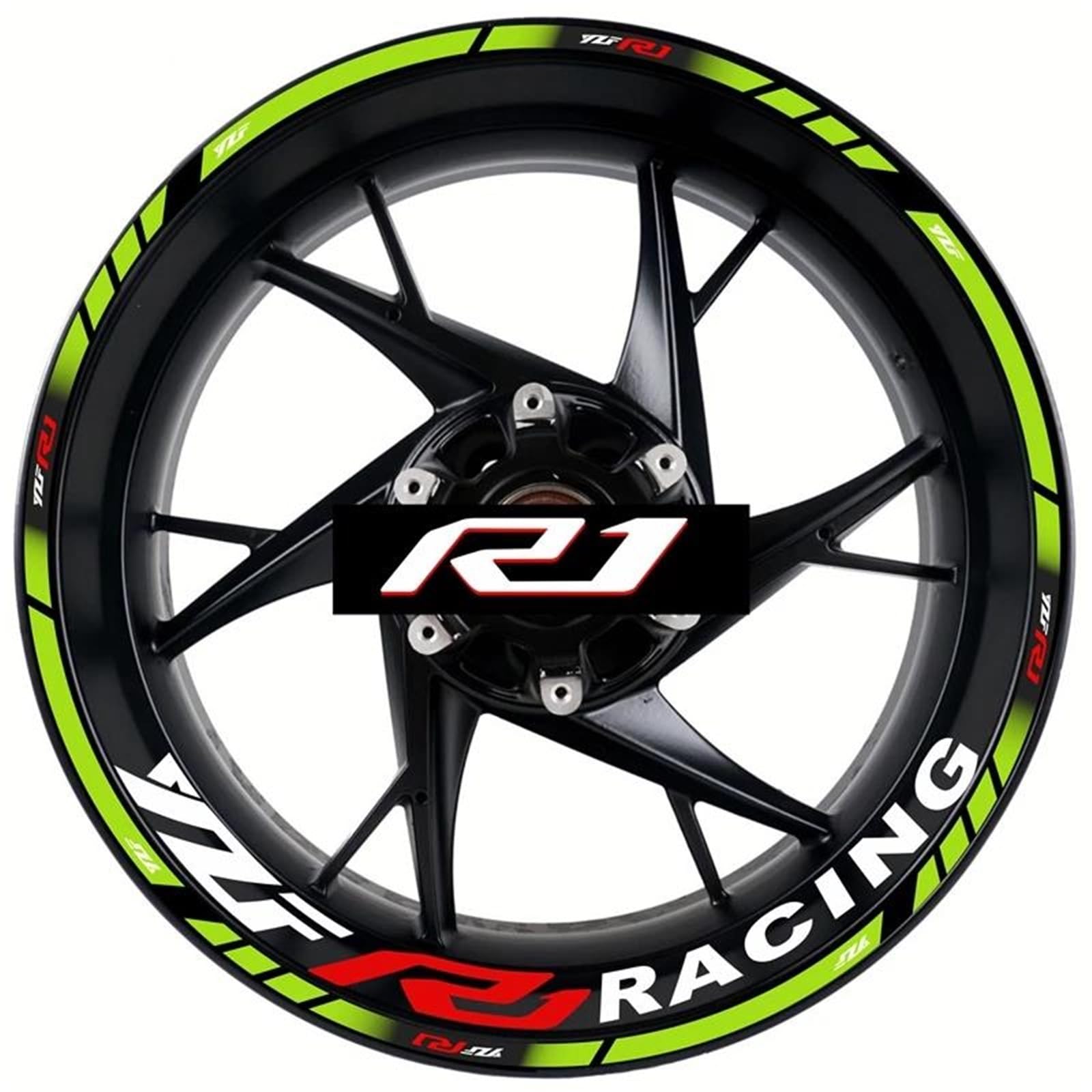 Motorcycle Decal Set Decorative Wheel Hub YZF R1 Rim Reflective Waterproof Sticker for Yamaha YZFR1(Color14)