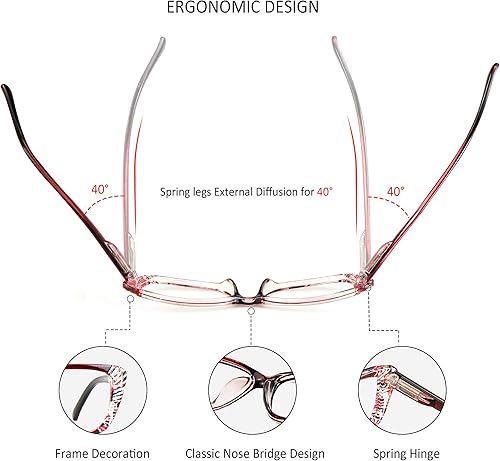 Miniatura 6 de VisionGlobal 4 pares5 pares de anteojos de lectura con bisagra de resorte, lentes de bloqueo de luz azul para mujereshombres