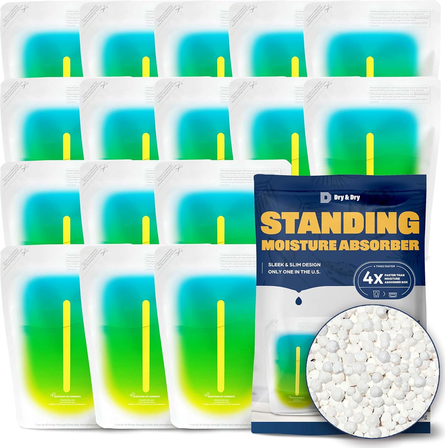 Dry & Dry [16 Packs Standing Moisture Absorbers to Control Excess Moisture for Basement, Closets, Bathrooms, Laundry Rooms - Moisture Absorbers Moisture Absorber
