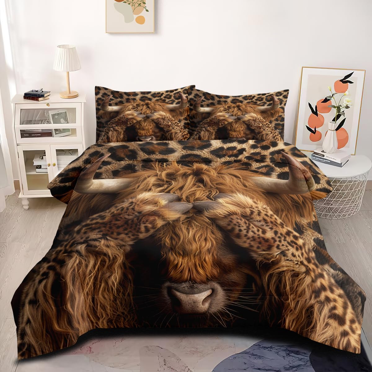 amazon-ccoutuechen-western-highland-cow-bedding-queen-size-wild